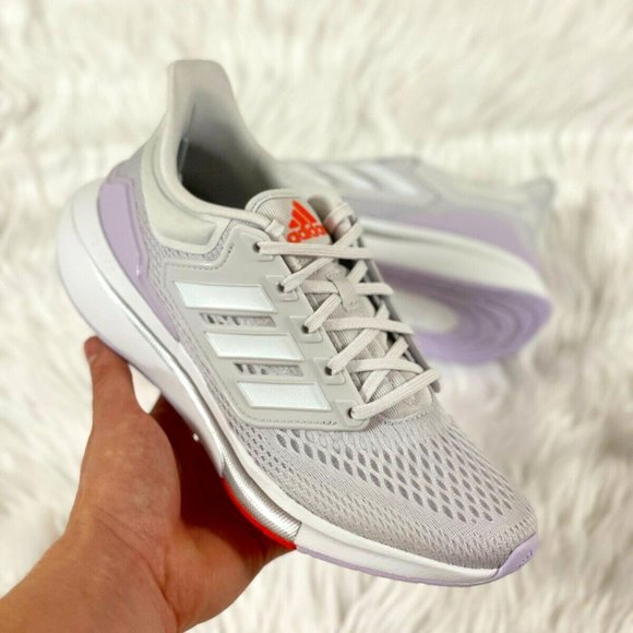 adidas Shoes - Adidas EQ21 Run Low Womens Running Shoes Gray White Purple H00538 NEW Sz 8